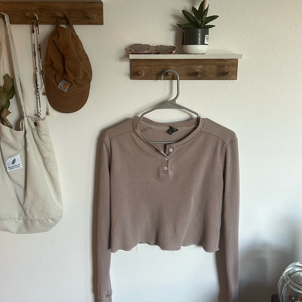 Wild fable cropped waffle knit top